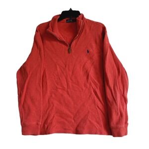 Polo Ralph Lauren Estate Rib‎ Quarter Zip Pullover Mens Red Knit Sweater Heavy L